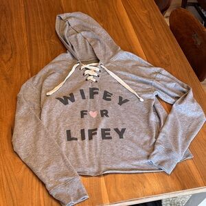 Chic Gray Hoodie with 'Wifey for Lifey' Design